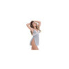 Nuisette en coton grise fendue sur les côtés et finition dentelle blanche 